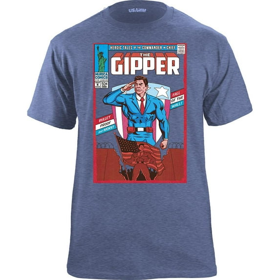 Vintage Ronald Reagan Comic T-Shirt (2XL, Heather Navy)