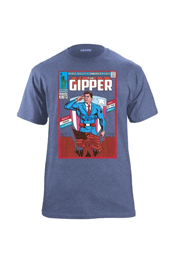 Vintage Ronald Reagan Comic T-Shirt (2XL, Heather Navy)