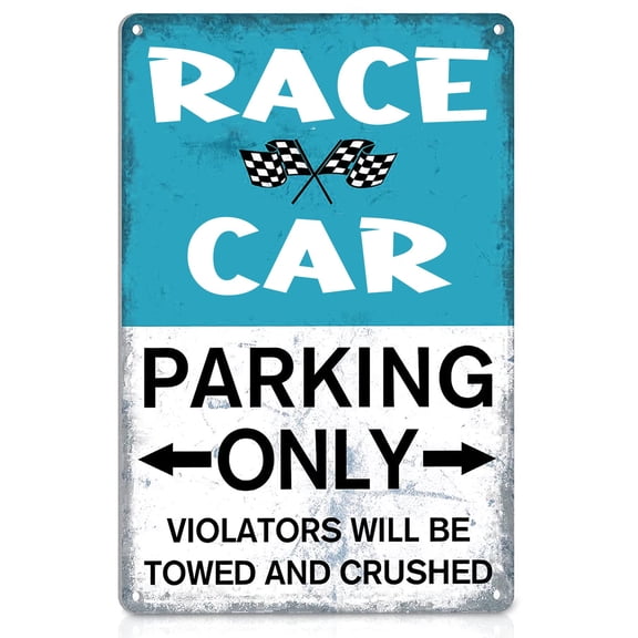 Vintage Room Decor for Boys Bedroom Race Car Parking Only Metal Signs Men Garage Cars Wall Decorations (Aluminum) Size: 8 x 12 inch