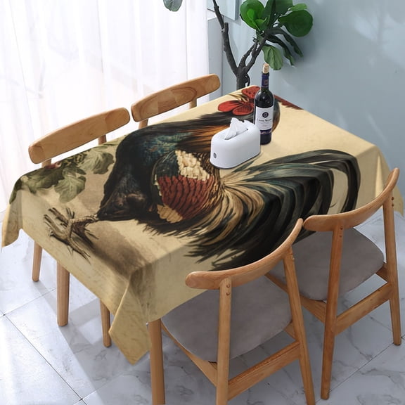 Vintage Rooster Art Rectangular Tablecloth 54"x 72" Waterproof Rectangle Table Cover Cloth for Kitchen Dining Room Picnic Home Party