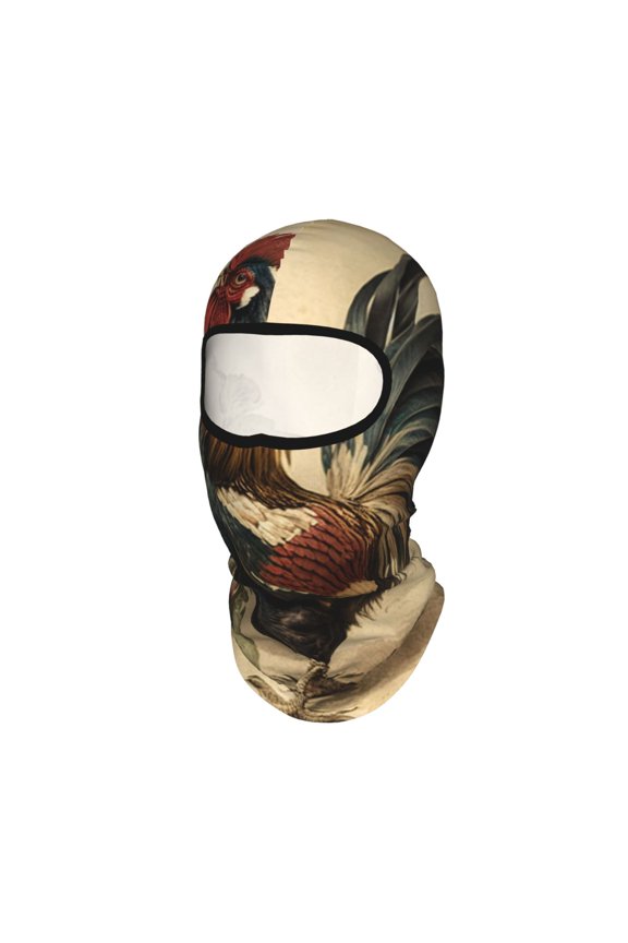 Vintage Rooster Art Unisex Balaclava Ski Mask Full Face Cover for Cold Weather & UV Protection, Breathable Cooling Helmet Liner