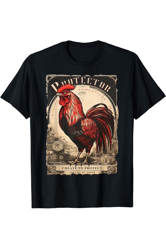 Vintage Rooster Bird Chicken Farm Farmer Rooster T-Shirt S-5XL