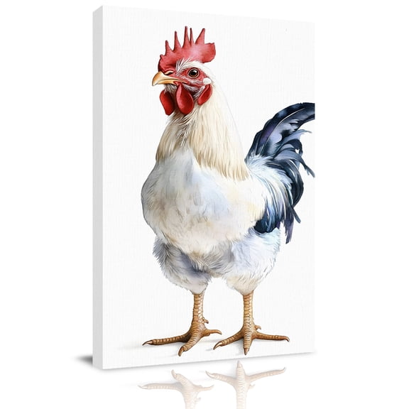 Vintage Rooster Canvas Wall Art for Living Room, Country Black White Chicken Farmhouse Animals Poster Print Painting for Bedroom Office Home Decoration Wall Pictures Prepare To Hang 8"x10"