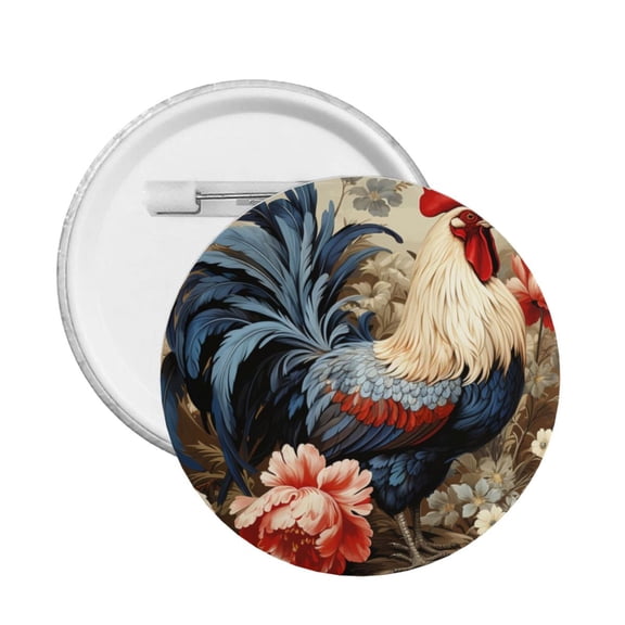 Vintage Rooster Cool Round Button Pin Badge 5PCS Pinback Buttons Lapel Pin for Jacket, Backpack, Hat, Party Favor, Gift