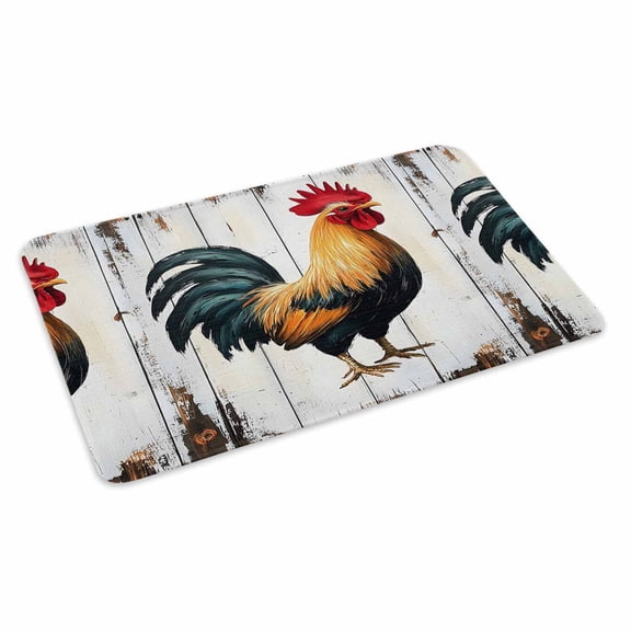 Vintage Rooster Doormat Outdoor Entrance 16"x24", Watercolor Retro Farmhouse Rooster Absorb Moisture Dirt Door Mats, Non-Slip Rubber Backing Floor Mats Indoor, Low-Profile Front Door Rugs