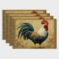 Vintage Rooster Farmhouse Placemats Set of ,Rustic Country Style Farm