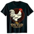thumbnail image 1 of Vintage Rooster Graphic Black T-Shirt Duttle's Chicken Design Rustic Charm, 1 of 5