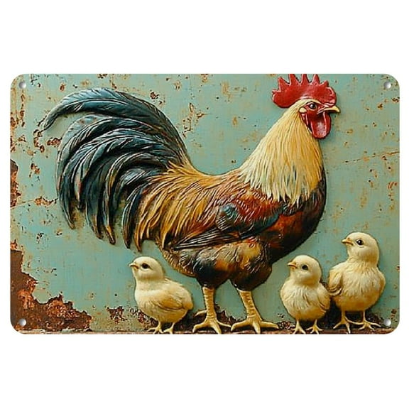 Vintage Rooster Iron Wall Art Sign - 8x12 Inch, Perfect for Garage, Cafe, Bar, or Living Room Decor