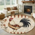 thumbnail image 1 of Vintage Rooster Large Round Rug 8 FT, Non Slip Living Room Area Carpet, Watercolor Spring Floral Farmhouse Animals Washable Soft Circle Rug Non-Shedding Floor Carpet for Bedroom Office Dining Room, 1 of 9