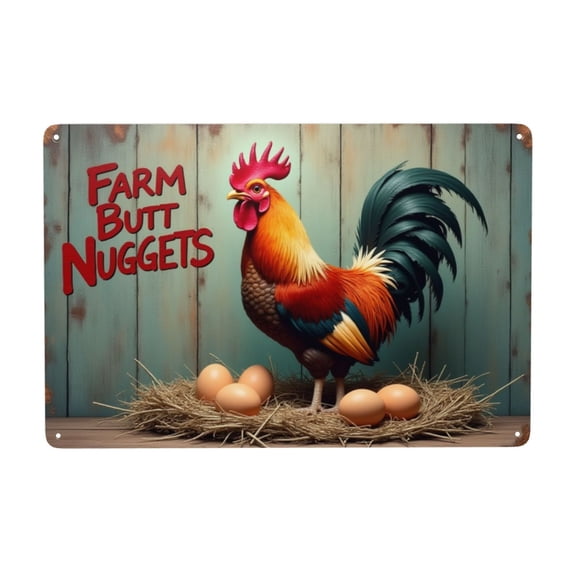 Vintage Rooster Metal Tin Sign Farm Animal Wall Decor Rustic Farmhouse Kitchen Decor Barnyard Metal Sign 8x12 Inch