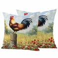 thumbnail image 1 of Vintage Rooster Pillow Covers 2 Pack Red Wildflower Floral Animals Pastoral Farmhouse Country Pillowcase Waterproof Outdoor Throw Pillow Cover for Patio Garden Square Cushion 24”x24”, 1 of 9
