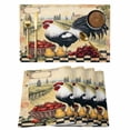 thumbnail image 1 of Vintage Rooster Placemats Set of 4, Country Black White Chicken Tomato Grape Pear Farm Non-Slip Place Mats Washable Table Mats for Kitchen Dining Table Decorations Indoor/Outdoor, 1 of 9