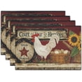 thumbnail image 1 of Vintage Rooster Placemats Set of 4 Farmhouse Chicken Linen Table Mat Rustic Country Style Farm Animal Print Heat Resistant Non-Slip Washable Place Mats for Dining Kitchen Party Decor, 1 of 6