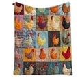 thumbnail image 1 of Vintage Rooster Plaid Print Flannel Blanket, Cute Cozy Chicken Throw, Lightweight Warm No Overheating 130X150Cm Farmhouse Home Decor Sofa Bedroom Use, 1 of 3