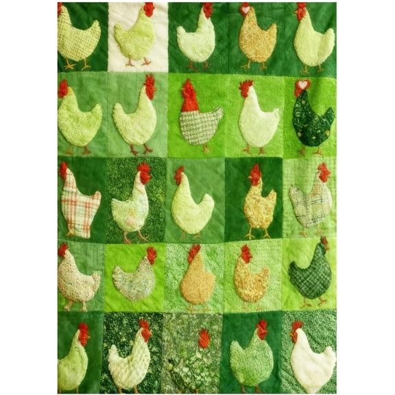 Vintage Rooster Plaid Print Flannel Throw Blanket, Soft Lightweight Farmhouse Quilt for Sofa or Bed, Cozy Washable Home Decor