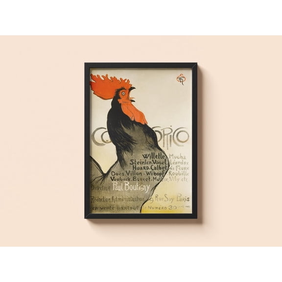 Vintage Rooster Poster Steinlen Cocorico Color Art Poster, Unframed Paper Poster 24x36in