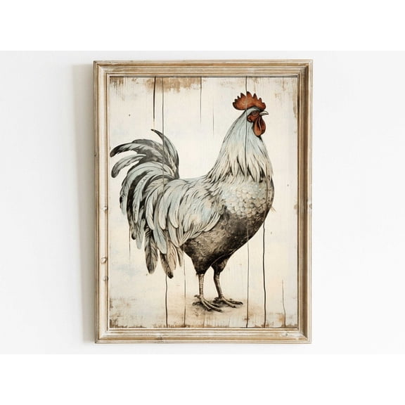 Vintage Rooster Print Cock Wall Art Rustic Farmhouse Decor Poultry Print Farm Animal Painting Chicken Print Homestead Wall Art Modern Wall Decor