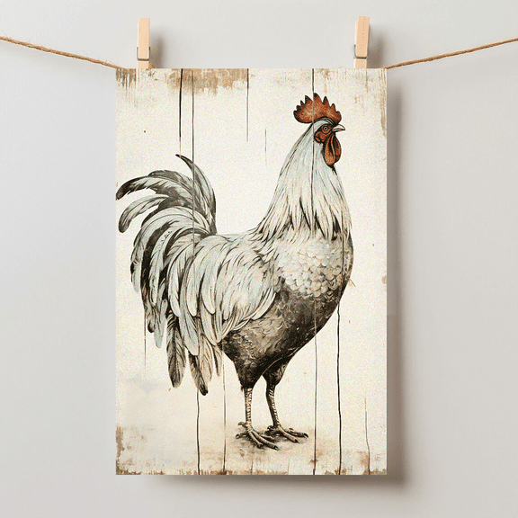 Vintage Rooster Rustic Farmhouse Poultry Farm Animal Chicken Homestead Unframed Paper Poster 8x10in