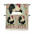 thumbnail image 1 of Vintage Rooster Swag Curtains for Living Room/Bedroom Windows, Watercolor Animals Spring Flower Kitchen Curtains and Valances Set 36 Inch Length, Light Filtering Swags Valance Curtain Panels, 1 of 5