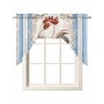 thumbnail image 1 of Vintage Rooster Swag Valances for Windows, Small Curtains Drapes, Farmhouse Striped Watercolor Animals Kitchen Window Curtains Over Sink Window Treatment Valance for Bedroom/Bathroom 56"x36", 1 of 5