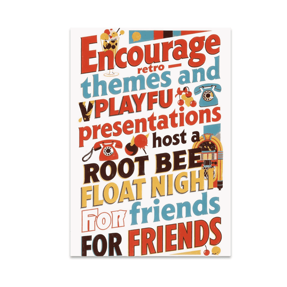 Vintage Root Beer Float Night Wall Art - Retro Theme Enthusiast - 13x19 Poster Print