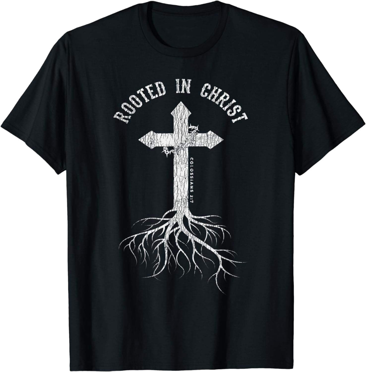 Vintage Rooted In Jesus Christ Cross Christian Faith Bible T-Shirt ...