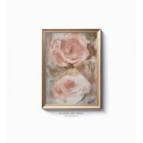 Vintage Rose Abstract Fine Art "Two Roses" Wall Art Decor, Vivid Art Print Rh-217 Wall Art, Modern Wall Decor, 24x36 UNFRAMED