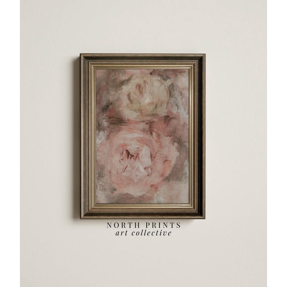 Vintage Rose Abstract Muted Pink Poster, Unframed Size 12x18