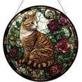 thumbnail image 1 of Vintage Rose Cat Stained Glass Window Hanging Suncatcher Stained Glass Home Decor Garden Halloween Christmas Party Wedding Housewarming Gifts, 1 of 5