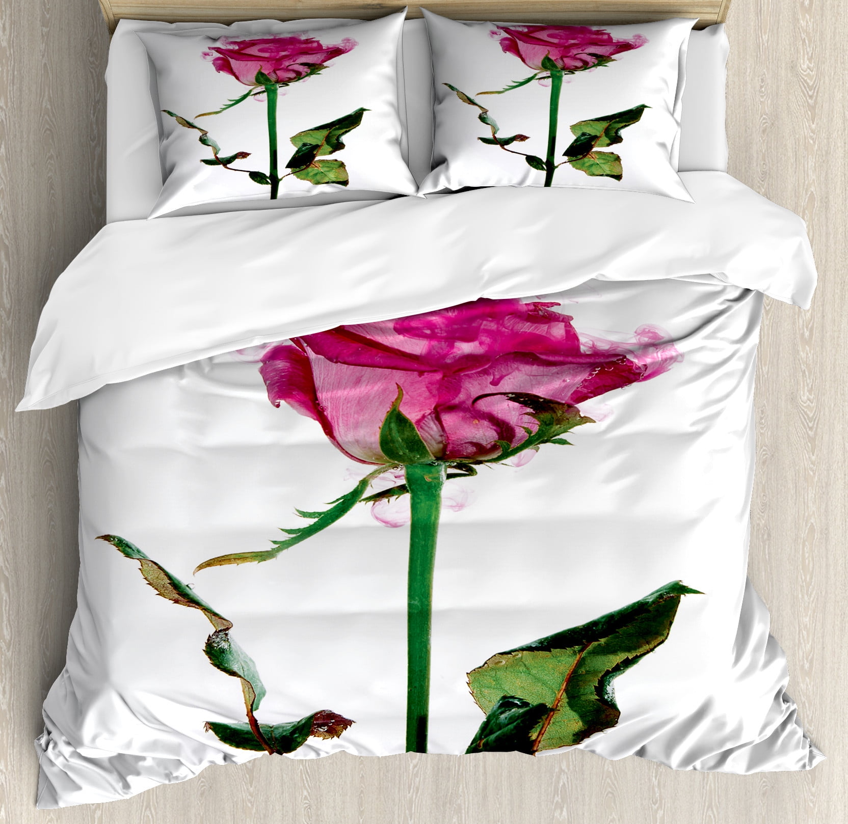 Vintage Rose Duvet Cover Set, Single Rose Flower Branch Smoking Look ...