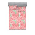 thumbnail image 1 of Vintage Rose Fitted Sheet & Pillow Sham Set, Linear Style Romantic Flowers Boho with Minty Leaf Pattern Print, Decorative Printed 3 Piece Bedding Decor, King, Pastel Pink Sea Green, by Ambesonne, 1 of 2