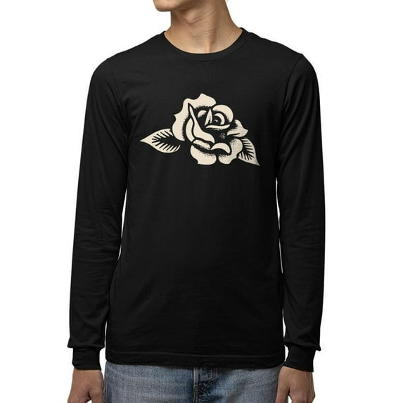 Vintage Rose Floral Art Tee Long Sleeve Men's