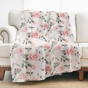 Vintage Rose Floral Blanket Gifts for Women Girls, Retro Romantic Peony Chic Flower Pink Rose Throw Blankets Decor for Sofa Couch Bed Home, Christmas Birthday Gifts for Mom 40" x 50"