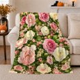 thumbnail image 1 of Vintage Rose Floral Design Autumn Thoughtful, Cozy Pet Portrait Pattern, Warm Flannel Blanket for Living Room and Bedroom, Cat Lovers Thanksgiving Gift, Pet Lover Home Decor, 1 of 9