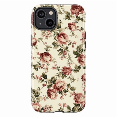Vintage Rose Floral Phone Case, Elegant Botanical Pattern Protective iPhone Cover for iPhone 16 15 14 13 12 11 Plus Pro Max Mini