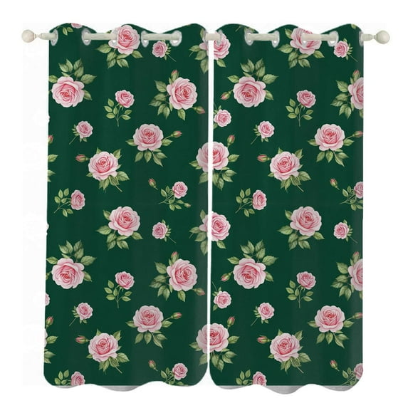 Vintage Rose Floral Print Sunshade Curtains Home Bedroom Living Room Dining Room Home Decor Window Drapes 2 PCS