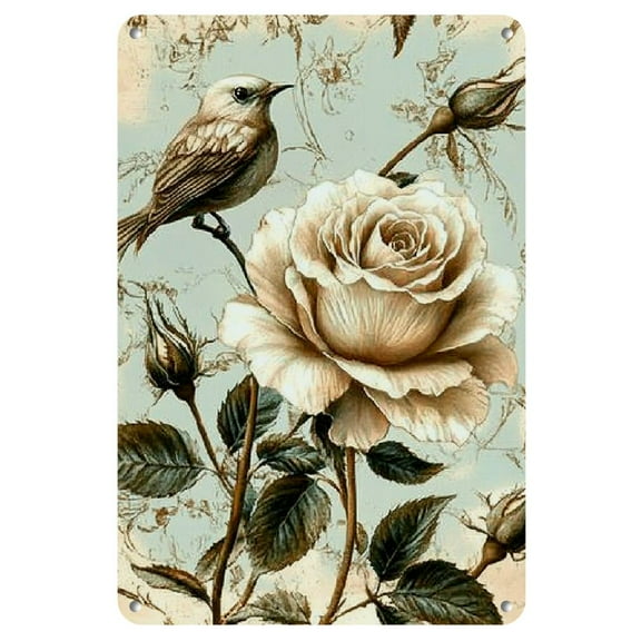 Vintage Rose Flower Iron Tin Sign - Classic Floral Wall Art for Home, Cafe, Restaurant, Bedroom Decor - 1pc, 8x12 Inch