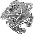 thumbnail image 1 of Vintage Rose Flower Statement Ring for Women Adjustable Open Band Stacking Rings Retro Antique Silver Exaggerated Elegant Boho Floral Wedding Promise Ring Unique Y2K Jewelry for Valentine Mother, 1 of 6