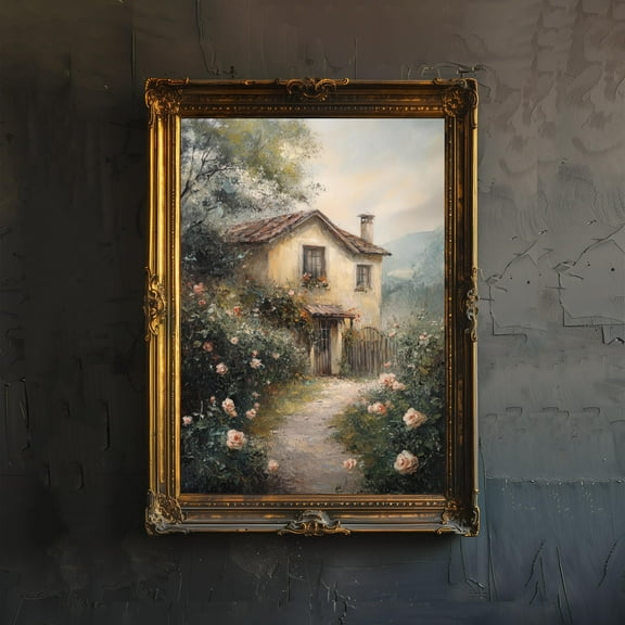 Vintage Rose Garden Poster Cottagecore Decor Dark Academia Art Enchanted Floral Illustration Rustic Nature Wall Art Poster Unframed