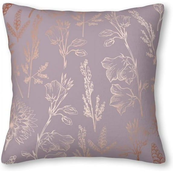Vintage Rose Gold Elegant Floral Psychedelic Abstract Flower Pillow Covers Pillowcases Home Decor Bed Couch Sofa Office Living Room Cushion 18x18Inch, White 17, WLJ6699