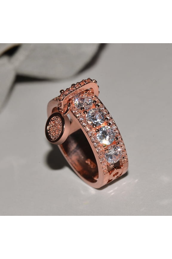 New Vintage Rose Gold Filled Wedding Rings For Women Fashion Jewelry Luxury White Zircon Engagement Ring