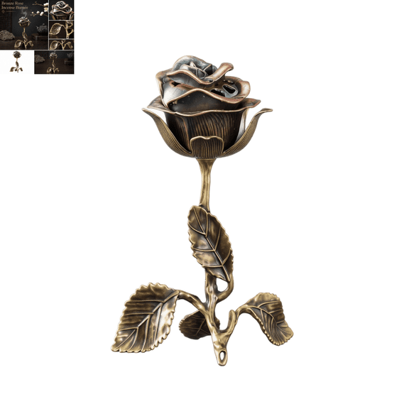 Vintage Rose Incense Burner – A Thoughtful Gift for Relaxation Lovers, Antique Copper Rose Incense Holder, Thurible for Home Decor, Tabletop Decoration, Insence Holder 1pc.