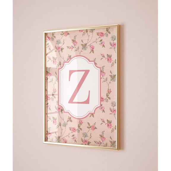 Vintage Rose Monogram Print, Floral Monogram , Floral College Wall Art, Monogram Initial Art Print, Vintage College Dorm Decor Art Home Decor #718, Unframed Poster Size 8x12