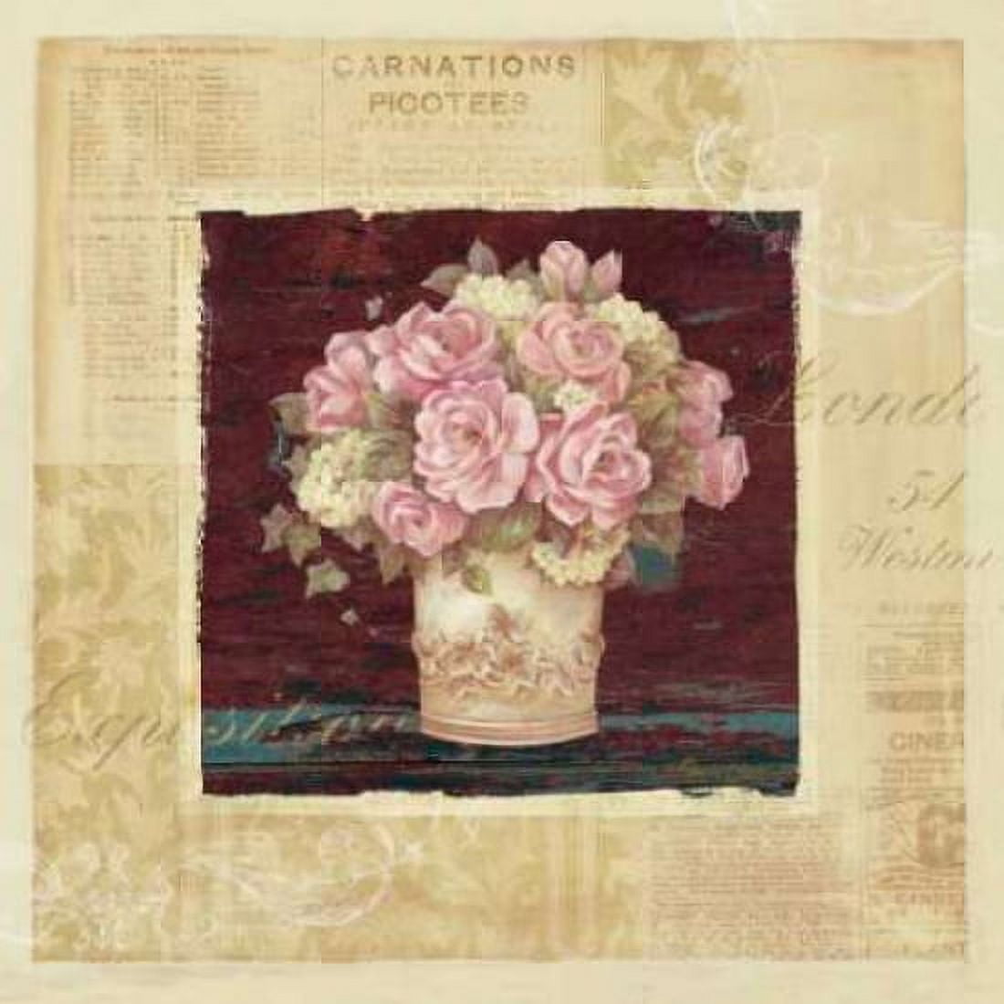 Vintage Rose Pink Canvas Art - Pamela Gladding (24 x 24)