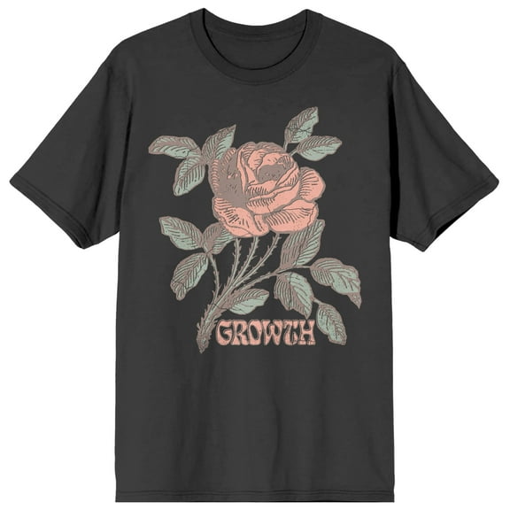 Vintage Rose Positive Message Growth Men's Charcoal Heather Short Sleeve Crew Neck Tee-Large
