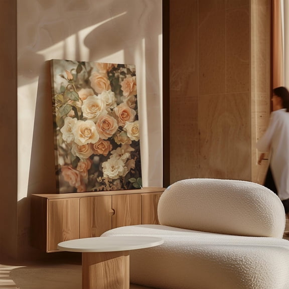 Vintage Rose Print, Soft Blush Floral, Romantic Botanical Painting, Elegant Peony Decor, Shabby Chic Flower Artwork Wall Art, Modern Wall Decor, 16x24 UNFRAMED