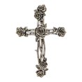 thumbnail image 1 of Rustic Vintage Style Resin Silver Tone Rose and Thorn Cross Spiritual Wall Art Décor, 1 of 7