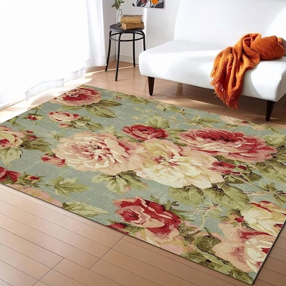 Anyiqur Roses Vintage Rose Rugs for Living Room, Women Pink Rose Flower Living Room ...