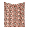 thumbnail image 1 of Vintage Rose Soft Flannel Fleece Throw Blanket, Continuous Flowers Bouquet Colored Motifs and Engraved Sketch, Cozy Plush for Indoor and Outdoor Use, 70" x 90", Coral Brown, by Ambesonne, 1 of 5