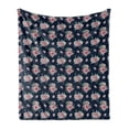 thumbnail image 1 of Vintage Rose Soft Flannel Fleece Throw Blanket, Continuous Simplistic Meadow Flowers Arrangement Pattern, Cozy Plush for Indoor and Outdoor Use, 50" x 60", Violet Blue Pink, by Ambesonne, 1 of 5